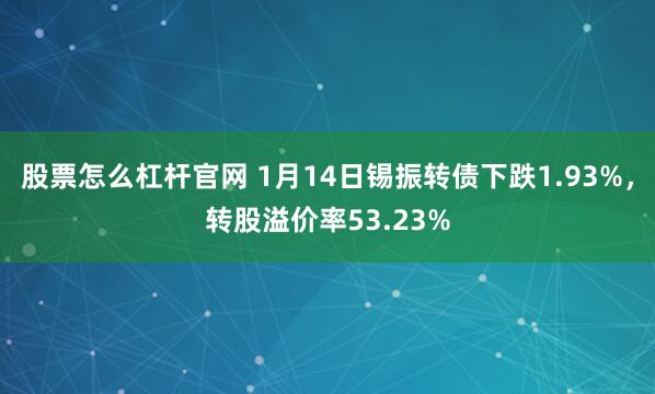 股票怎么杠杆官网 1月14日锡振转债下跌1.93%,转股溢价率53.23%